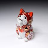 Kutani Ware Begging Cat Ornament ”Apple” / 九谷焼 招き猫