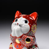 Kutani Ware Begging Cat Ornament ”Apple” / 九谷焼 招き猫