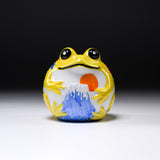 Kutani Ware Animal Ornament - Yellow Frog with Fuji / 九谷焼 カエル