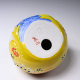Kutani Ware Animal Ornament - Yellow Frog with Fuji / 九谷焼 カエル