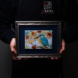Kutani Ware Framed Ceramic Artwork - Kingfisher in Winter / 九谷焼 絵画