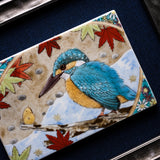 Kutani Ware Framed Ceramic Artwork - Kingfisher in Winter / 九谷焼 絵画