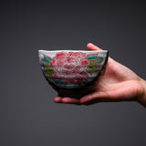 Kutani Ware Matcha Bowl - Peony / 九谷焼 抹茶椀
