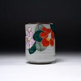 Kutani ware Sushi Yunomi Tea Cup - Camellia / 九谷焼 椿 湯呑みカップ