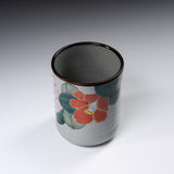 Kutani ware Sushi Yunomi Tea Cup - Camellia / 九谷焼 椿 湯呑みカップ