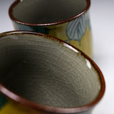 Kutani ware Pair Tea Cup - Yoshidaya Sasanqua / 九谷焼 ペア湯呑み