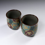 Kutani Ware Pair Yunomi Tea Cup - Camellia / 九谷焼 ペア湯呑み