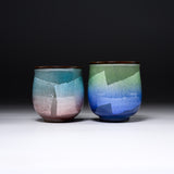 Kutani ware Pair Tea Cup - Ginsai Silver Leaf / 九谷焼 ペア湯呑み