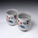 Kutani ware Pair Tea Cup - Begonia Flower / 九谷焼 ペア湯呑み