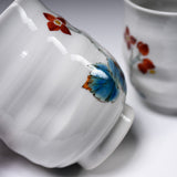 Kutani ware Pair Tea Cup - Begonia Flower / 九谷焼 ペア湯呑み