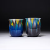 Kutani ware Shibata Hiroshi Pair Tea Cup - Saiyu / 九谷焼 ペア湯呑み