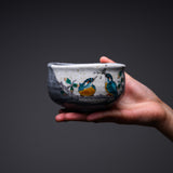 Kutani Ware Matcha Bowl - Hungry Kingfisher / 九谷焼 抹茶椀