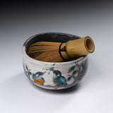 Kutani Ware Matcha Bowl - Hungry Kingfisher / 九谷焼 抹茶椀