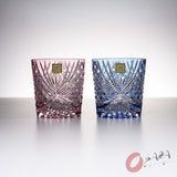 KAGAMI Crystal Edo-Kiriko Pair Whiskey Glass - 280 ml - Tasuki / ペアロックグラス 襷
