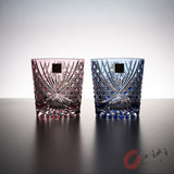KAGAMI Crystal Edo-Kiriko Pair Whiskey Glass - 280 ml - Tasuki / ペアロックグラス 襷