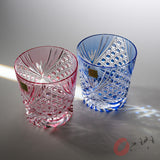 KAGAMI Crystal Edo-Kiriko Pair Whiskey Glass - 280 ml - Tasuki / ペアロックグラス 襷