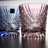 KAGAMI Crystal Edo-Kiriko Pair Whiskey Glass - 280 ml - Tasuki / ペアロックグラス 襷