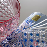 KAGAMI Crystal Edo-Kiriko Pair Whiskey Glass - 280 ml - Tasuki / ペアロックグラス 襷