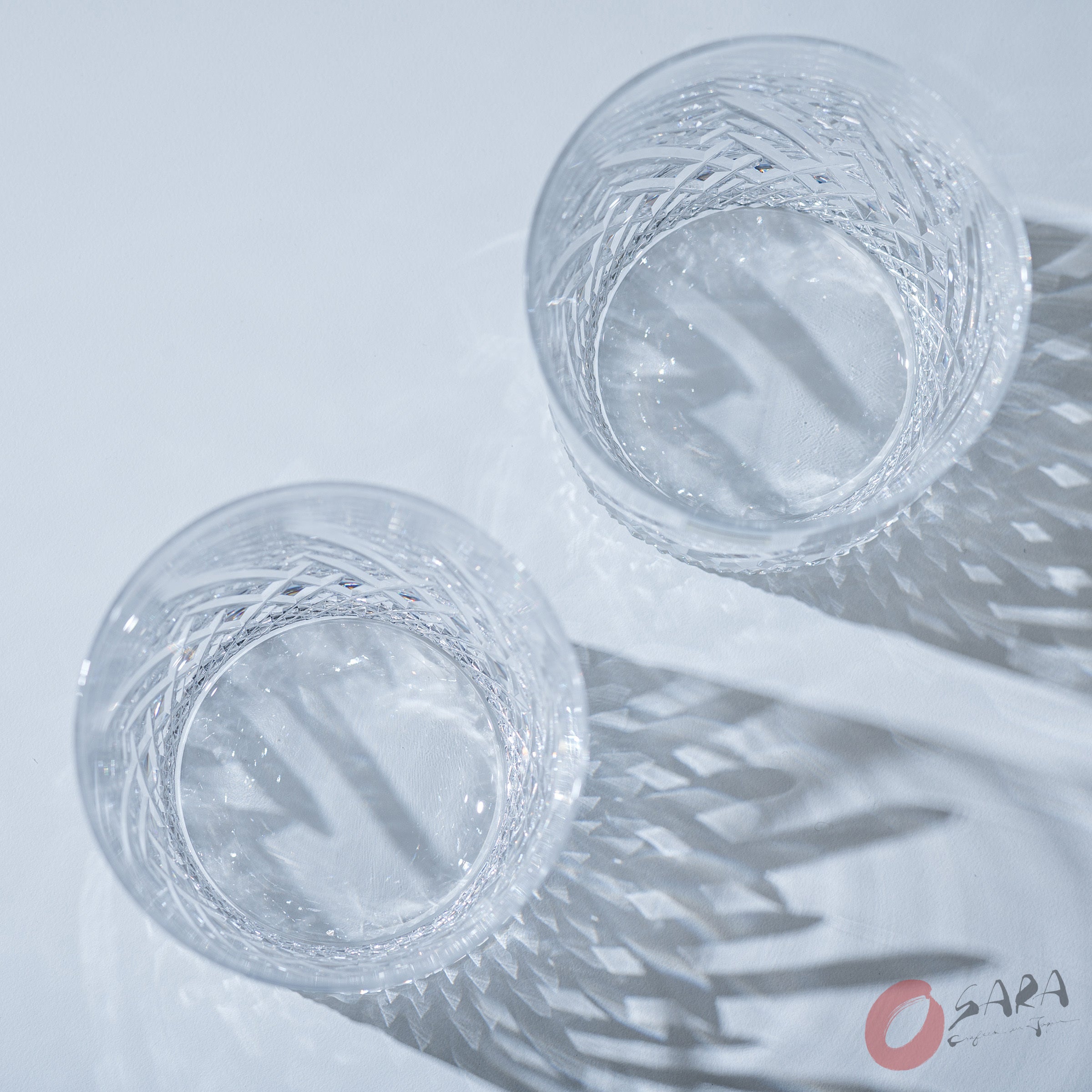 KAGAMI Crystal Japanese Handmade Pair Rock Glass - 260ml - Frost
