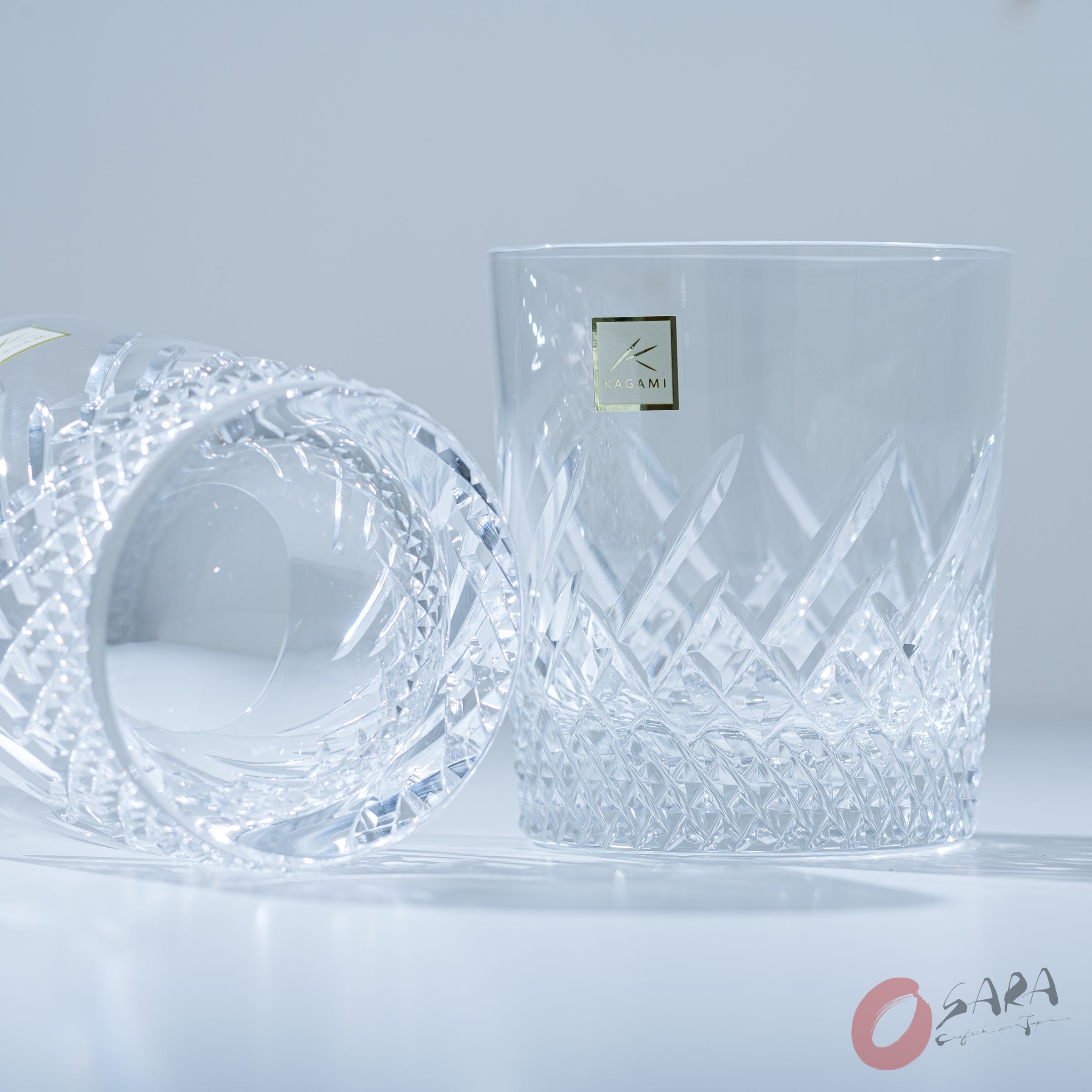 KAGAMI Crystal Japanese Handmade Pair Rock Glass - 260ml - Frost
