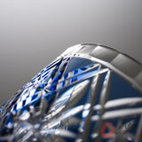 KAGAMI Crystal Edi-Kiriko Rock Glass - Hishibana Blue / 篠崎 英明 - 菱花