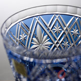 KAGAMI Crystal Edi-Kiriko Rock Glass - Hishibana Blue / 篠崎 英明 - 菱花