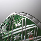 KAGAMI Crystal Edo-Kiriko Rock Glass - Hishibana Green / 篠崎 英明 - 菱花