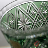 KAGAMI Crystal Edo-Kiriko Rock Glass - Hishibana Green / 篠崎 英明 - 菱花