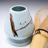 Kyo Kiyomizu Ware Matcha Whisk Stand - Striped Enaga / 茶筅立て
