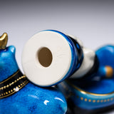 KOBEI Kiln Christmas Series - Blue Santa Claus and Reindeer Ornament / 幸兵衛窯 青釉サンタクロースとトナカイ