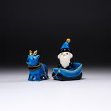 KOBEI Kiln Christmas Series - Blue Santa Claus and Reindeer Ornament / 幸兵衛窯 青釉サンタクロースとトナカイ