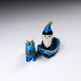 KOBEI Kiln Christmas Series - Blue Santa Claus and Reindeer Ornament / 幸兵衛窯 青釉サンタクロースとトナカイ