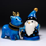 KOBEI Kiln Christmas Series - Blue Santa Claus and Reindeer Ornament / 幸兵衛窯 青釉サンタクロースとトナカイ
