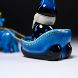 KOBEI Kiln Christmas Series - Blue Santa Claus and Reindeer Ornament / 幸兵衛窯 青釉サンタクロースとトナカイ