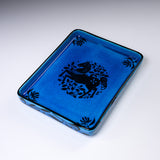 KOBEI Kiln Aoyu Rectangle Plate - Horse and flower / 幸兵衛窯 青釉プレート