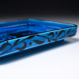 KOBEI Kiln Aoyu Rectangle Plate - Horse and flower / 幸兵衛窯 青釉プレート