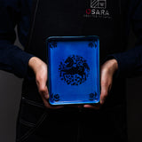 KOBEI Kiln Aoyu Rectangle Plate - Horse and flower / 幸兵衛窯 青釉プレート
