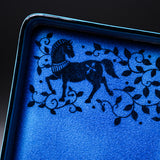 KOBEI Kiln Aoyu Rectangle Plate - Horse and Ivy / 幸兵衛窯 青釉プレート