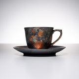 KOSHUN Kiln Kyo Kiyomizu Ware Cup Kohaku Cup and Saucer - Autumn Rust / 洸春窯 古箔珈琲碗