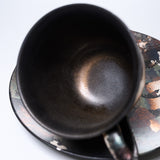 KOSHUN Kiln Kyo Kiyomizu Ware Kohaku Cup and Saucer Set - Moonlit Grey / 洸春窯 古箔珈琲碗