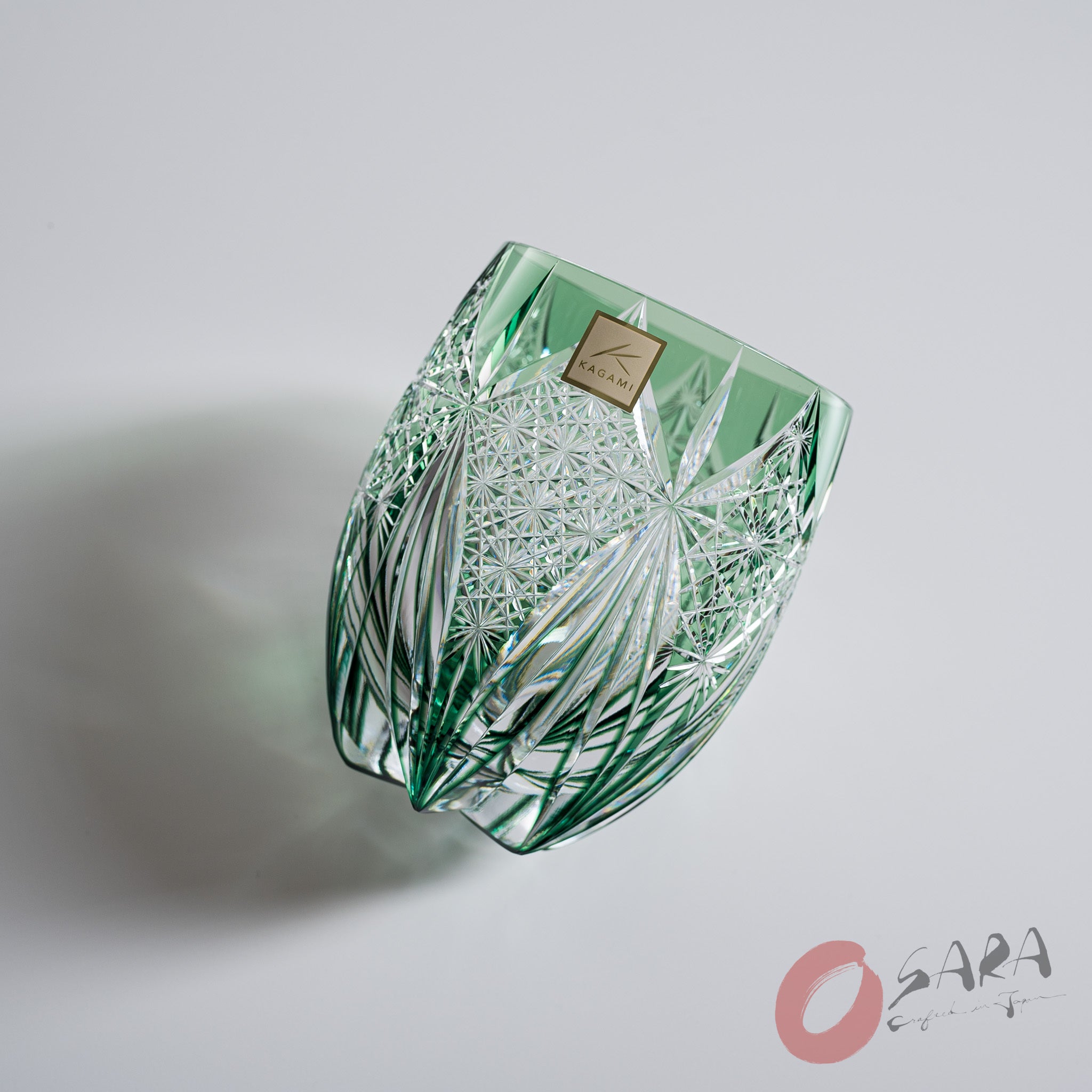 KAGAMI Crystal Round Rock Glass - Subaru Green / 昴