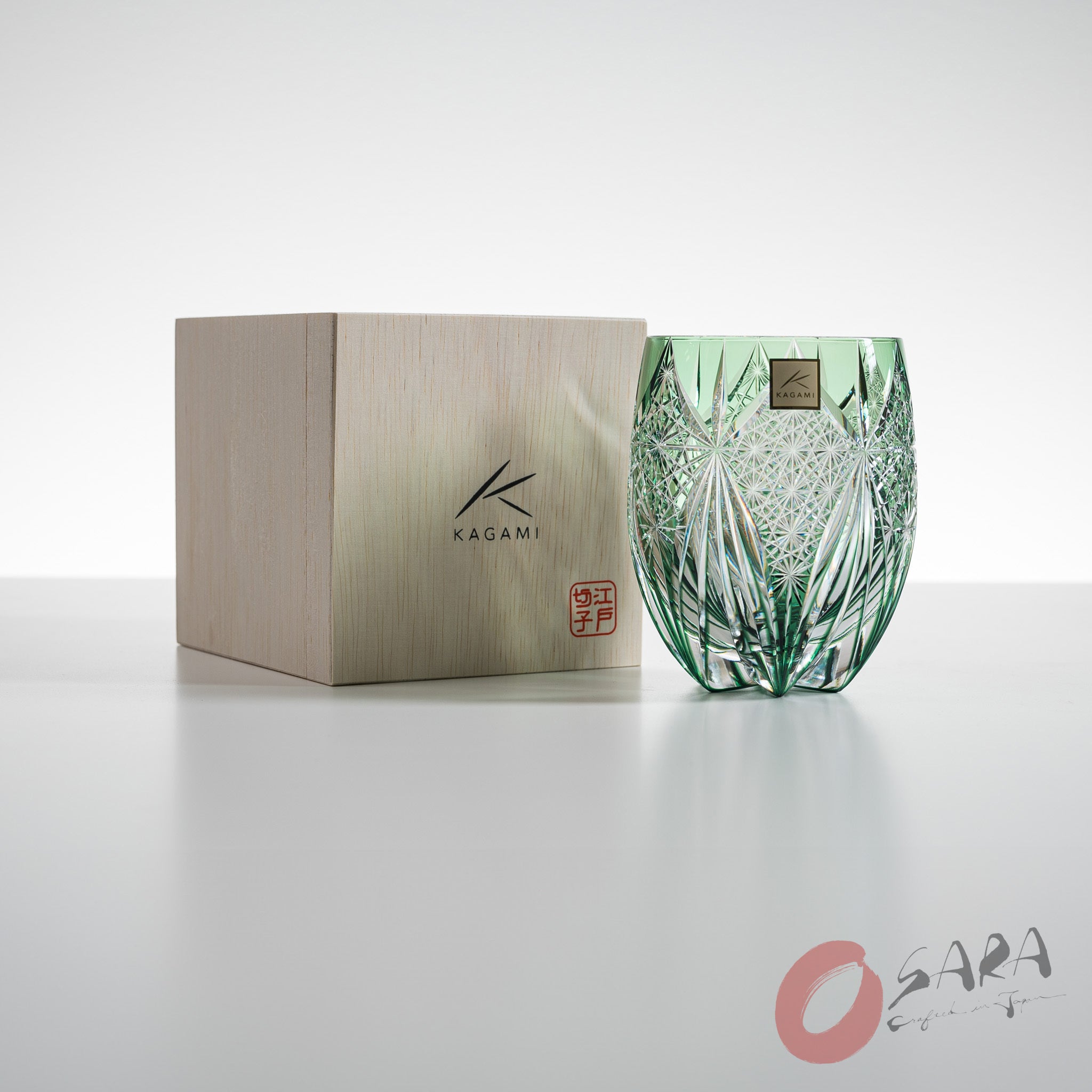KAGAMI Crystal Round Rock Glass - Subaru Green / 昴 – Osara Australia