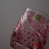 KAGAMI Crystal Edo-Kiriko Rock Glass - Floating Cherry Blossoms - Pink