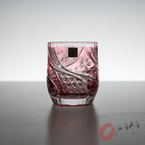 KAGAMI Crystal Edo-Kiriko Rock Glass - Floating Cherry Blossoms - Pink