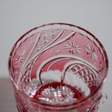 KAGAMI Crystal Edo-Kiriko Rock Glass - Floating Cherry Blossoms - Pink