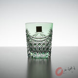 KAGAMI Crystal Edo-Kiriko Rock Glass - Curtain Folds - Green