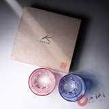 KAGAMI Crystal Edo-Kiriko Pair Tumbler Glass - Fish scales & Hexagonal Basket Weave Pattern / 魚子に六角籠目紋