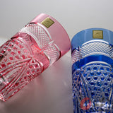 KAGAMI Crystal Edo-Kiriko Pair Tumbler Glass - Fish scales & Hexagonal Basket Weave Pattern / 魚子に六角籠目紋