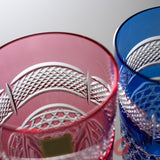 KAGAMI Crystal Edo-Kiriko Pair Tumbler Glass - Fish scales & Hexagonal Basket Weave Pattern / 魚子に六角籠目紋