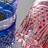 KAGAMI Crystal Edo-Kiriko Pair Tumbler Glass - Fish scales & Hexagonal Basket Weave Pattern / 魚子に六角籠目紋